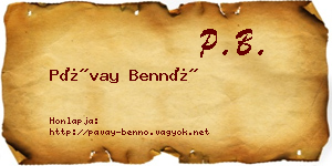 Pávay Bennó névjegykártya